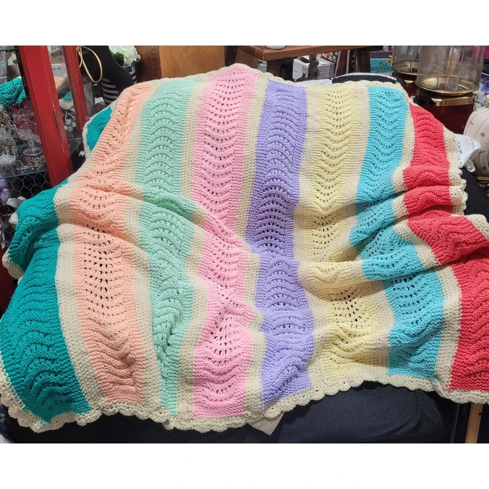vintage hand made crochet blanket